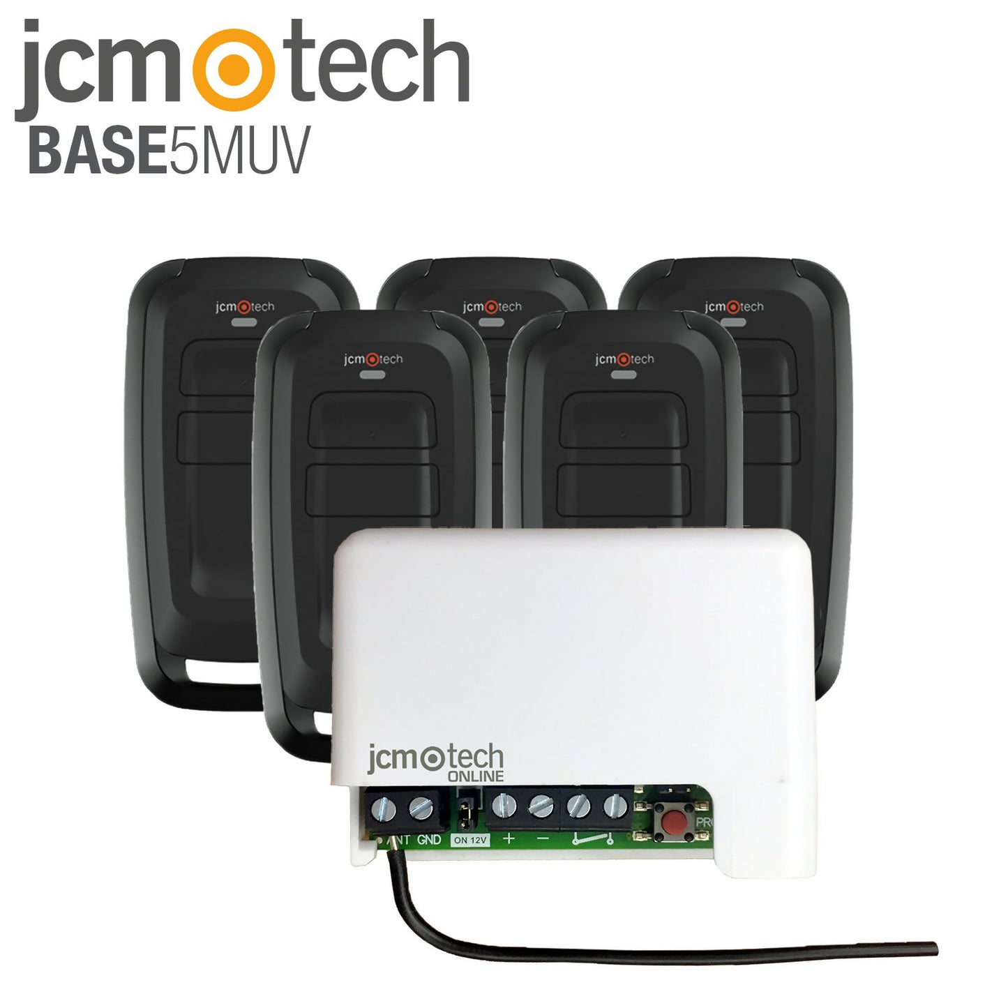 Kit Universal para abrir cualquier puerta automática compuesto por 1 receptor BASE MN y 5 mandos de garaje MUV2