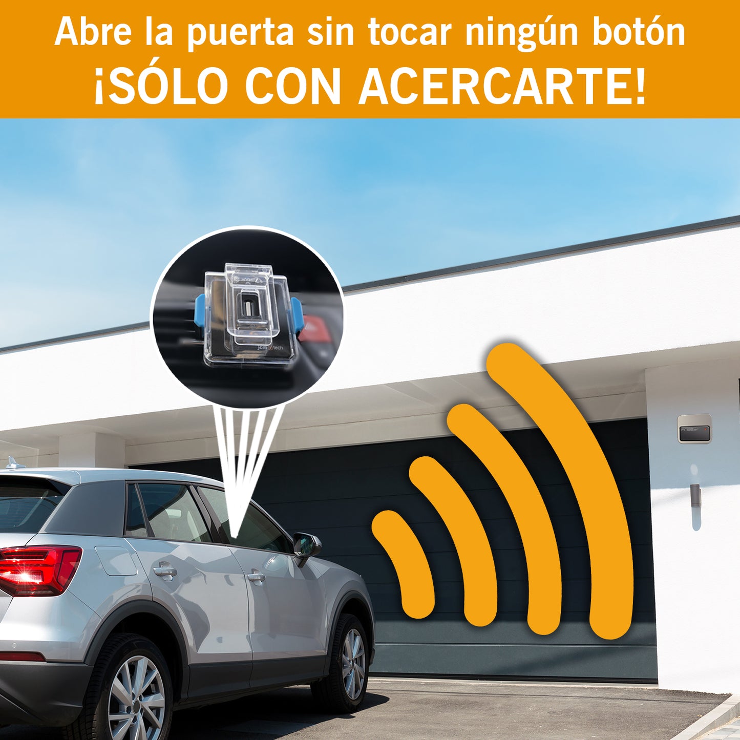 Mando manos libres FREE T para instalar detrás del retrovisor y abrir cuando es detectado, sin pulsar