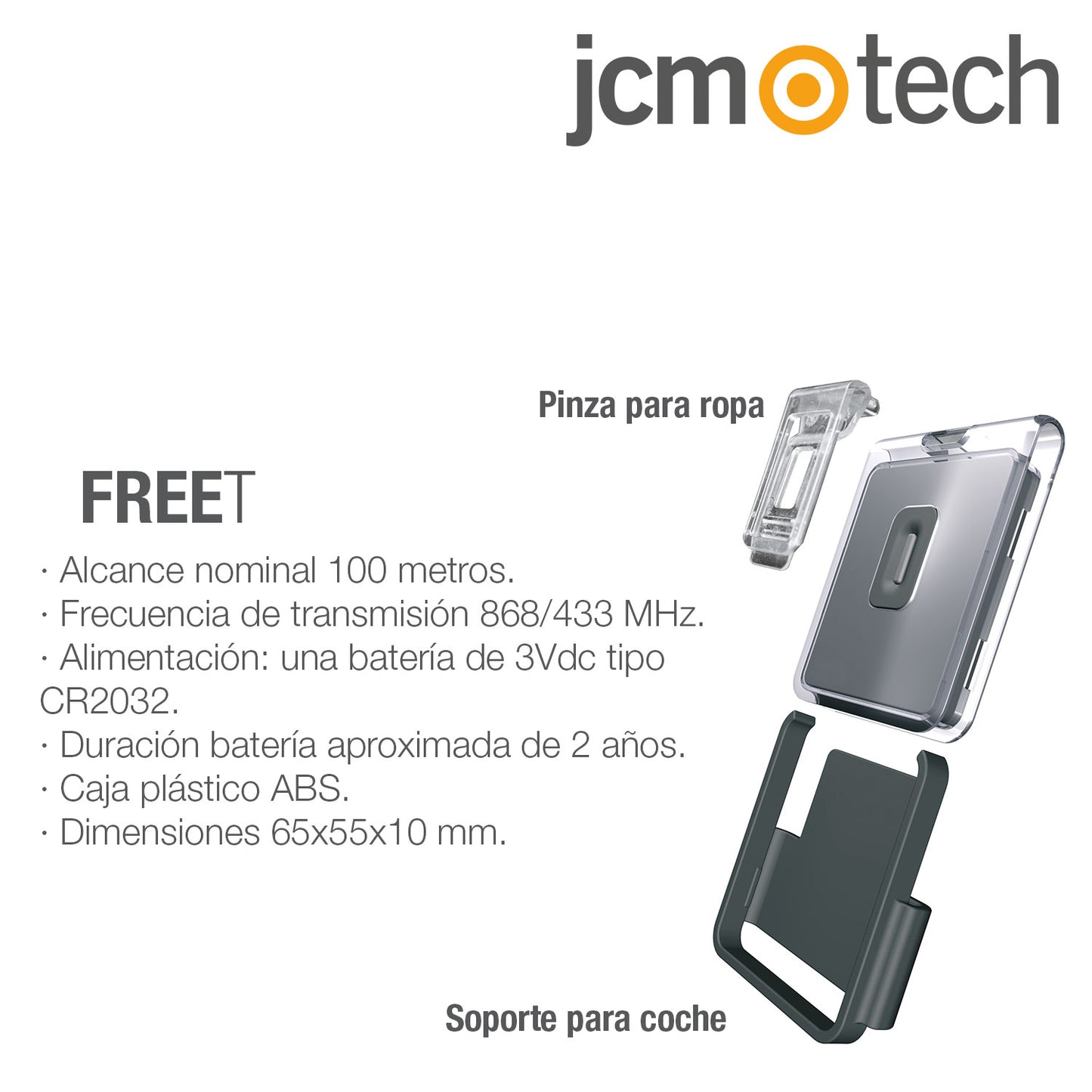 Mando manos libres FREE T para instalar detrás del retrovisor y abrir cuando es detectado, sin pulsar
