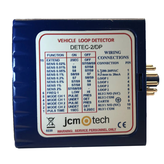 Detector magnético DETEC-2/DP para 2 lazos inductivos con lógica de dirección para detectar bicis, coches, camiones