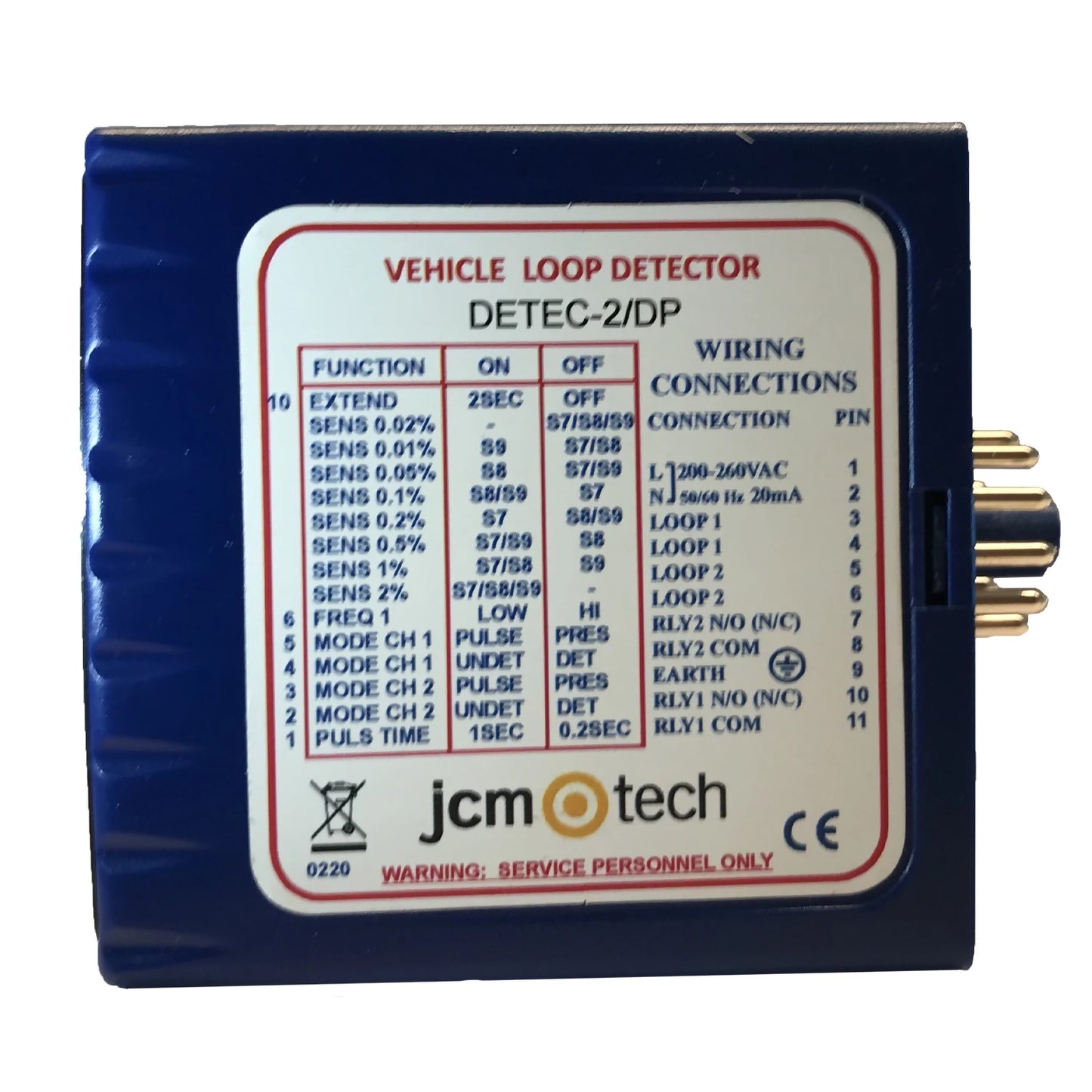 Detector magnético DETEC-2/DP para 2 lazos inductivos con lógica de dirección para detectar bicis, coches, camiones