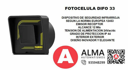 FOTOCELULA DIFO 33 FADINI 12Mts