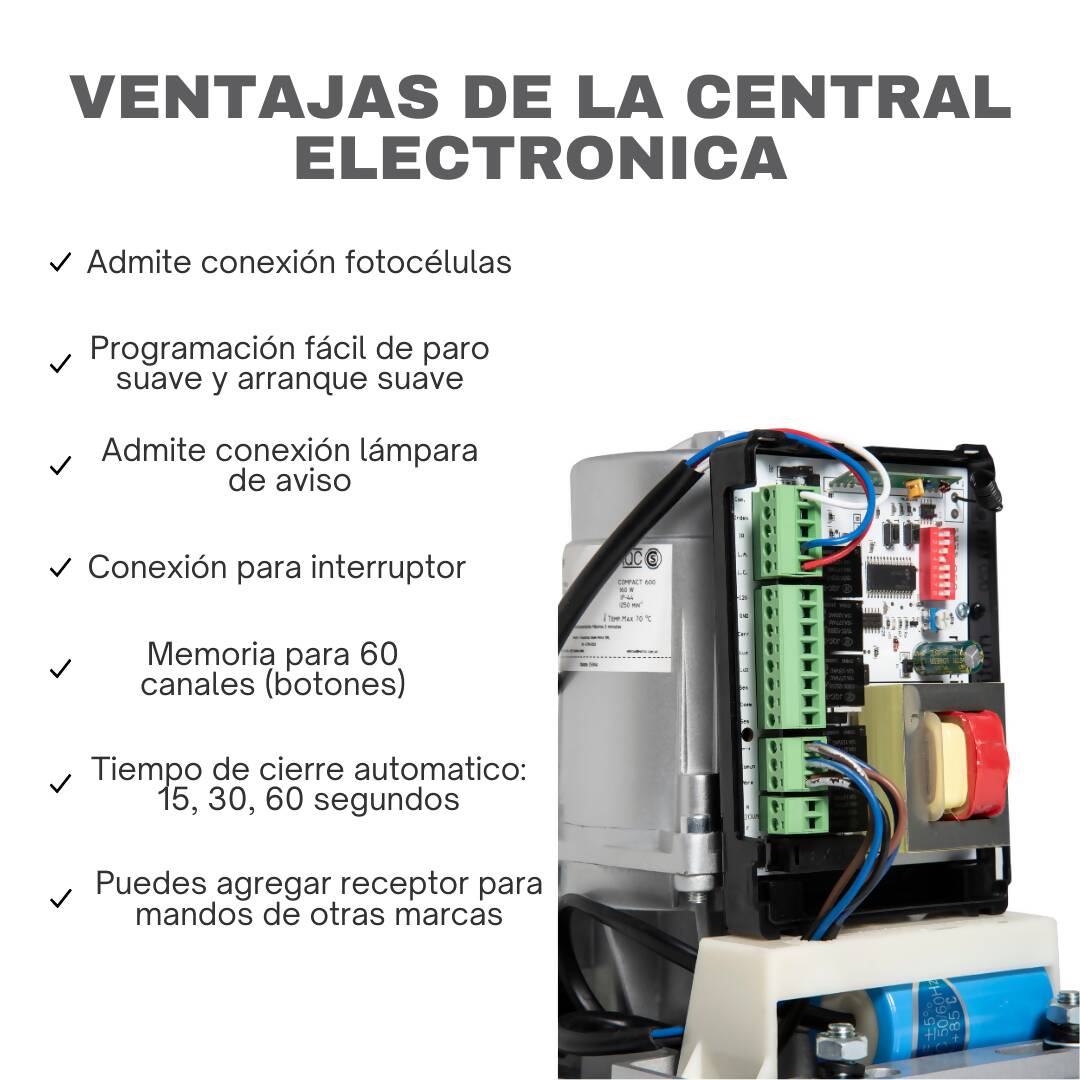 Motor Puerta Corredera - Puerta Garaje Kit completo motor para puertas correderas hasta 600 kg - Cierre Suave- Motor puerta para corredera exterior