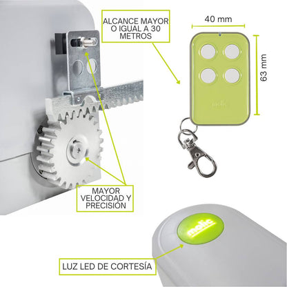 Motor Puerta Corredera - Puerta Garaje Kit completo motor para puertas correderas hasta 800 kg - Cierre Suave- Motor puerta para corredera exterior